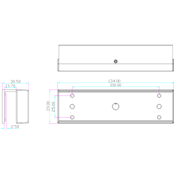 BK-350UL Uchwyt do montażu płytki na drzwiach szklanych wymiary