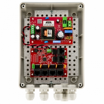 Switch PoE do 5 kamer IP, w obudowie zewnętrznej ABOX-M2, z zasilaczem 96W, niezarządzalny, 6 portów 10/100Mbps (5xPoE +